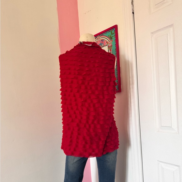 NY Collection Vibrant Red Textured Tank Top - Picture 3 of 5